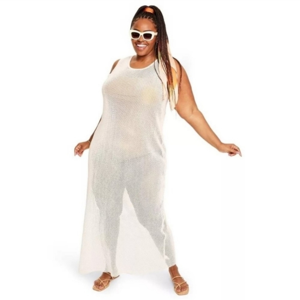 Fe Noel × Target Women's Crochet CoverUp Dress - Cream, Size 1X